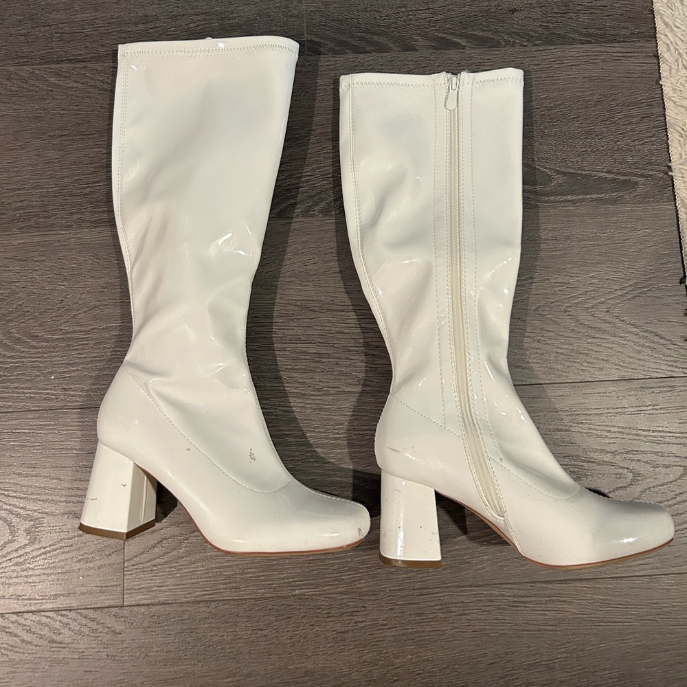 White high leather boots
